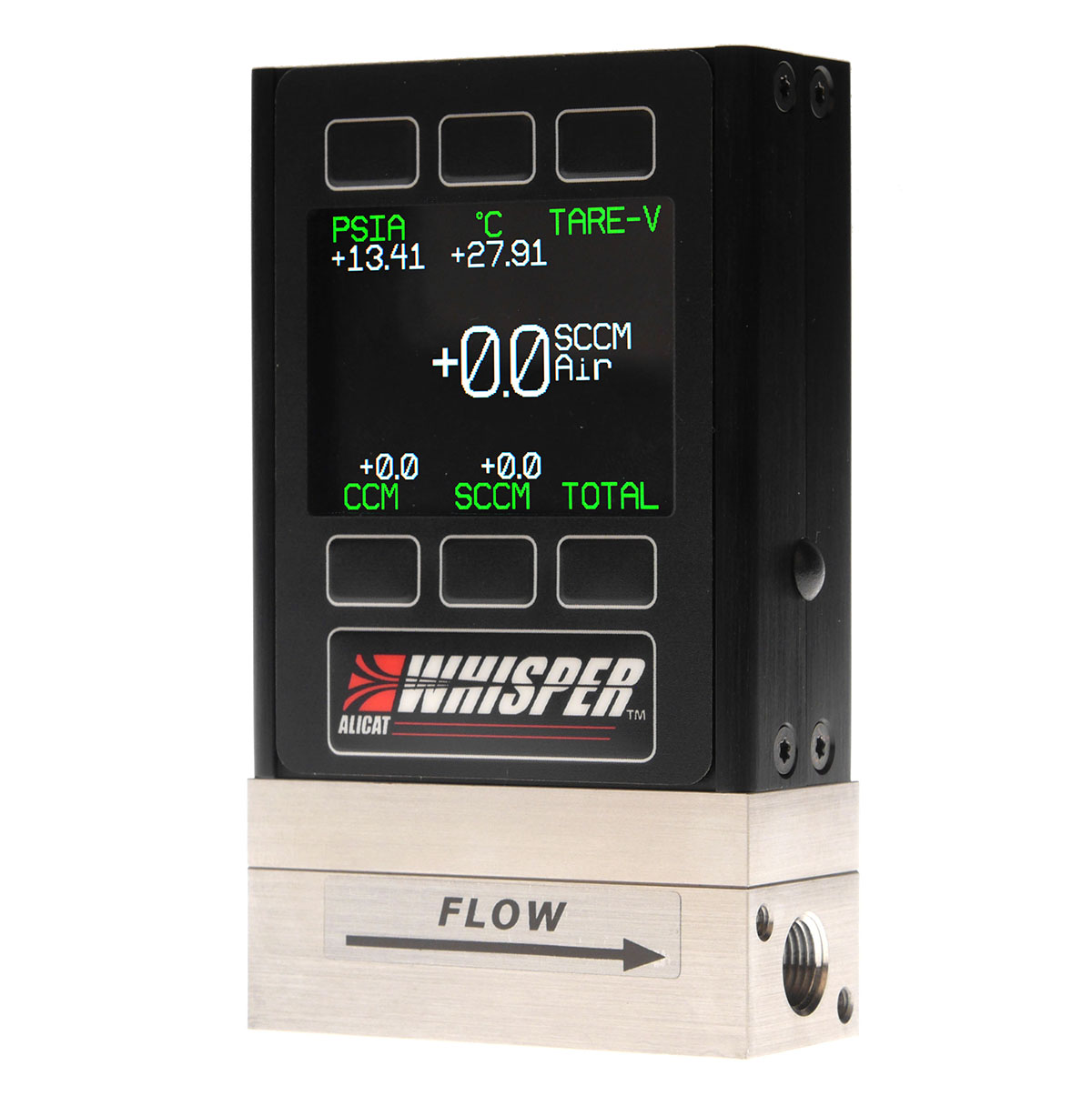 Mass flow meter: Alicat MW Whisper series mass flow meter