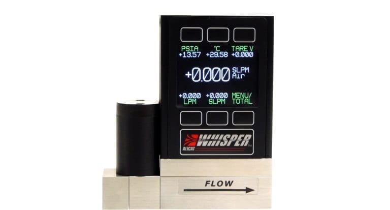 Alicat Whisper-Series mass flow controller with optional color display