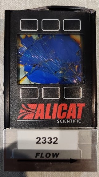 Alicat mass flow meter with screen shattered