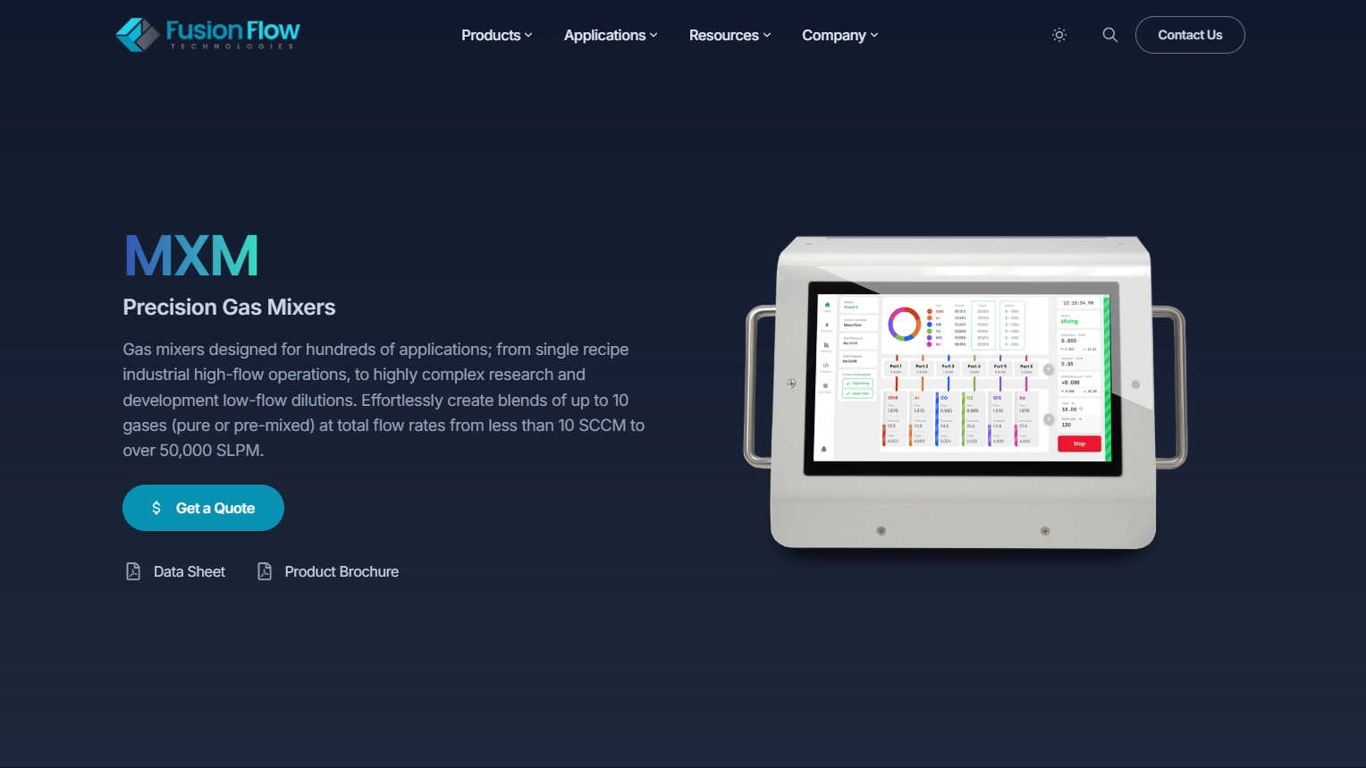Screenshot of Fusion Flow Technologies website