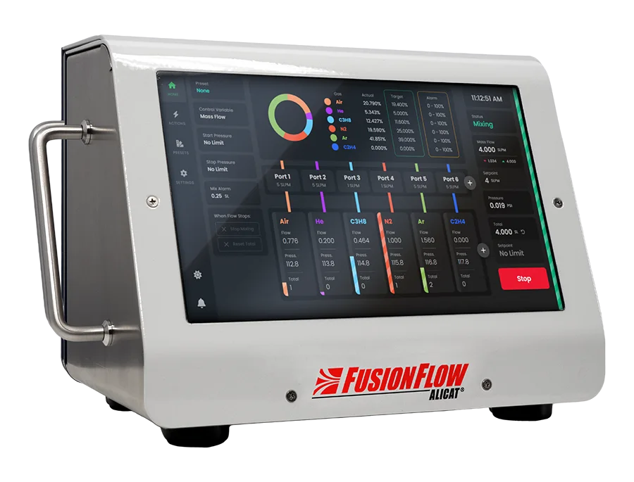 FusionFlow MXM gas mixer permits ppt dilutions from ppm reference blends.