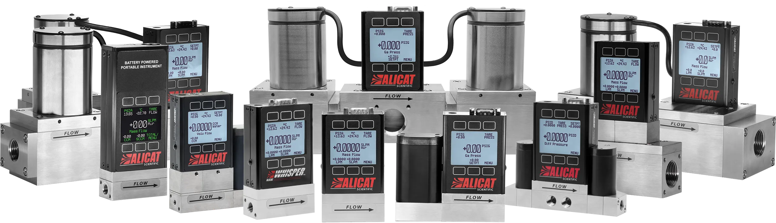 Photo of several Alicat laminar differential pressure devices