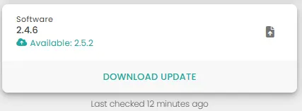 Screenshot of the FusionFlow software indicating an update is available