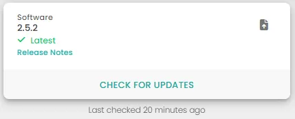 Screenshot of the FusionFlow software indicating the latest version is installed and release notes are available