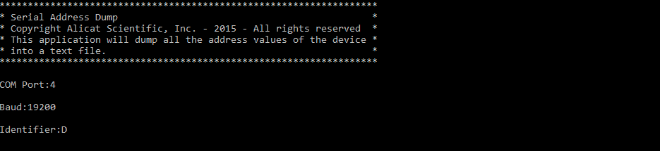 Screenshot of a serial address dump